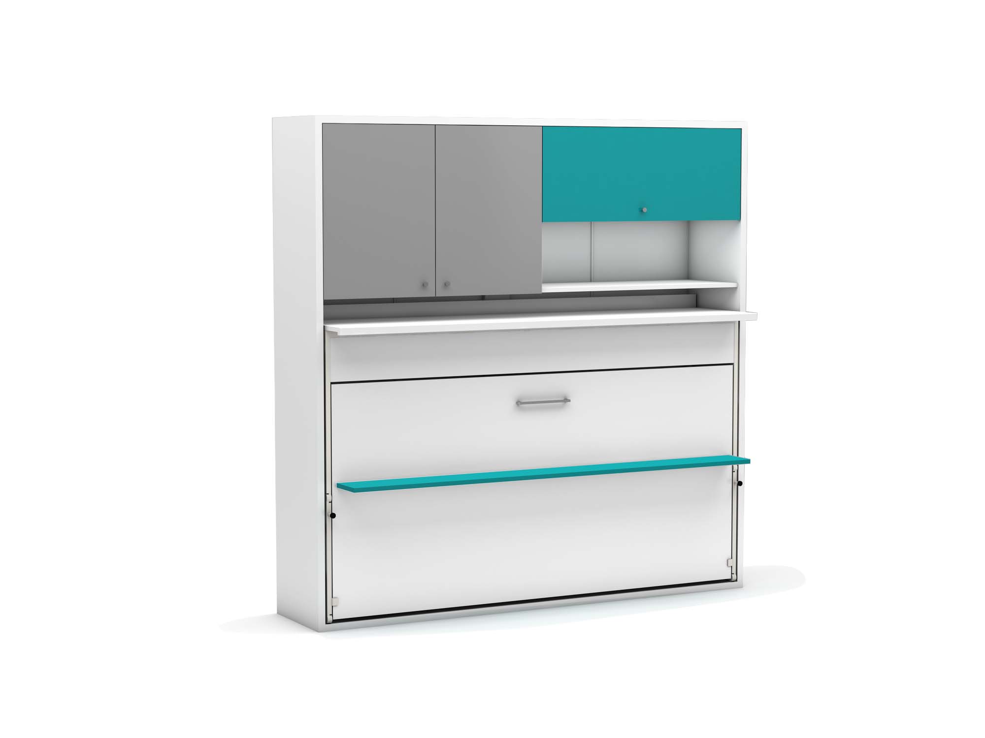 Tweepersoons bedkast Nitro grijs turqoise