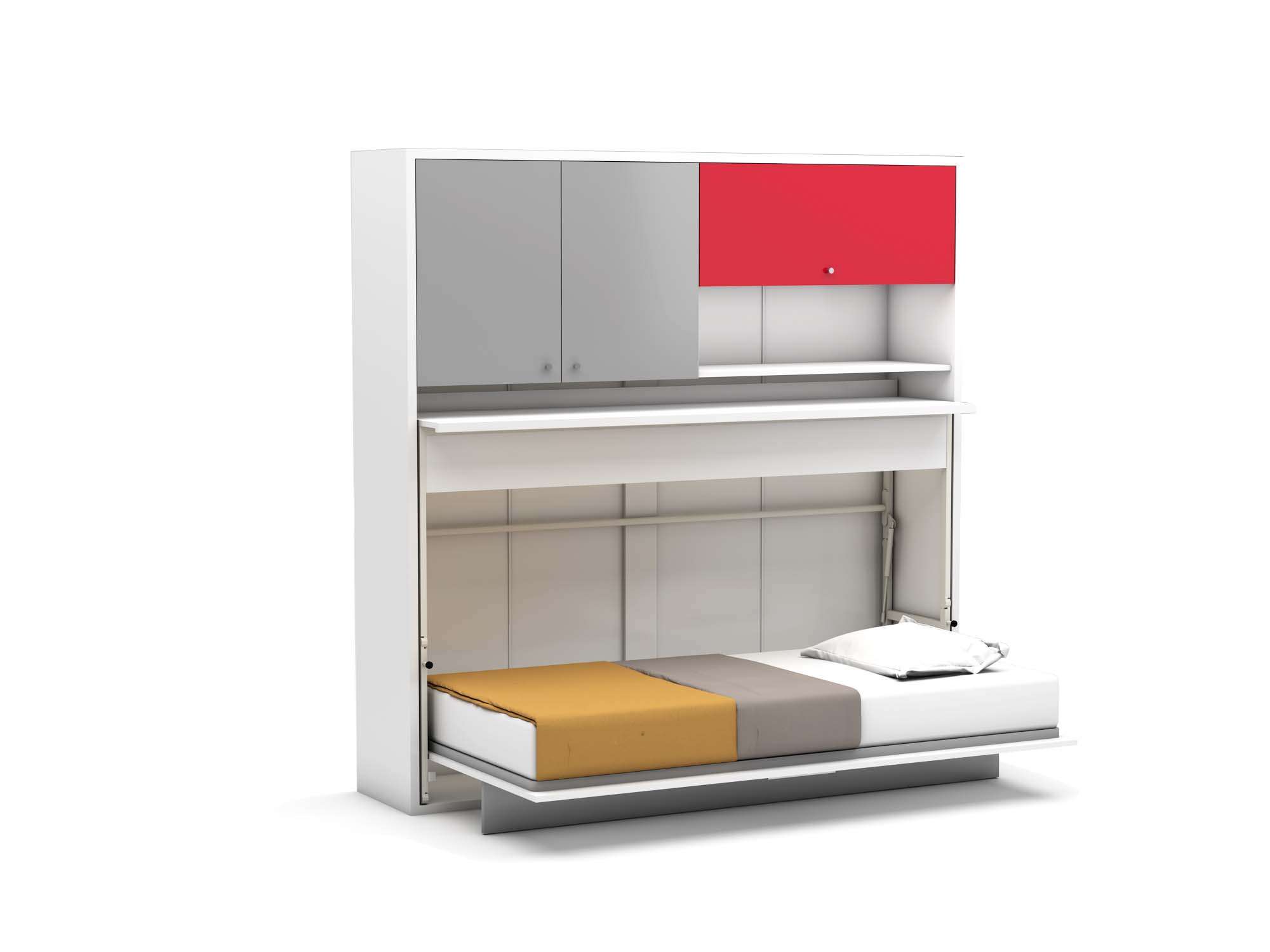 eenpersoons bedkast met kasten rood