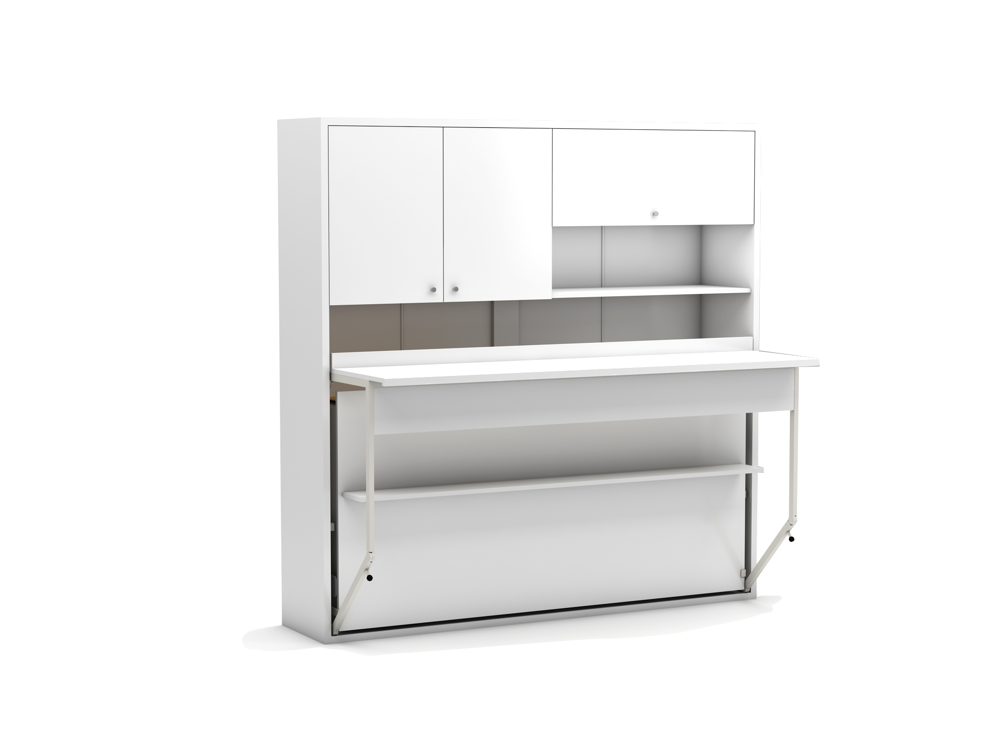 eenpersoons bedkast met kast wit