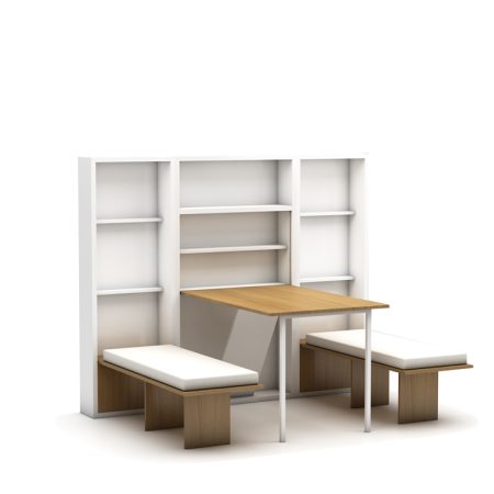 opklapbare eettafel en bank